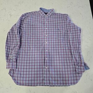 Men's Polo Ralph Lauren Pink & Blue Plaid Button-Down Shirt | 2XLT